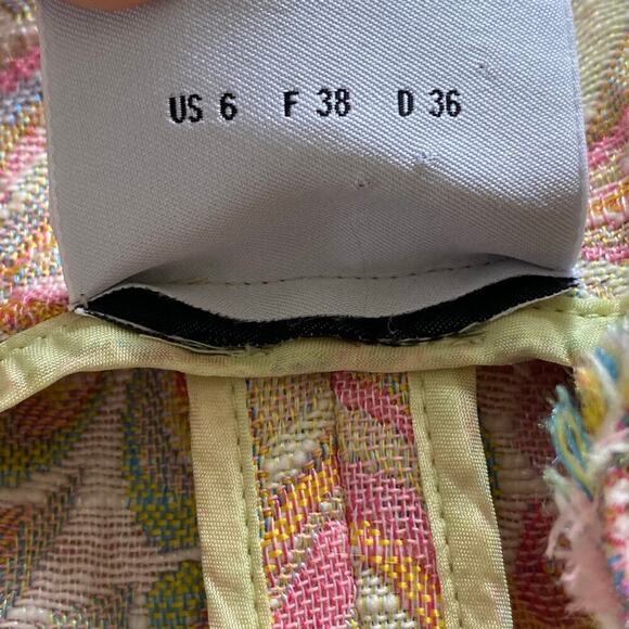 AKRIS PUNTO Floral Print Jacquard Blazer Jacket  Pink Pastel, Size 6 - Picture 4 of 13